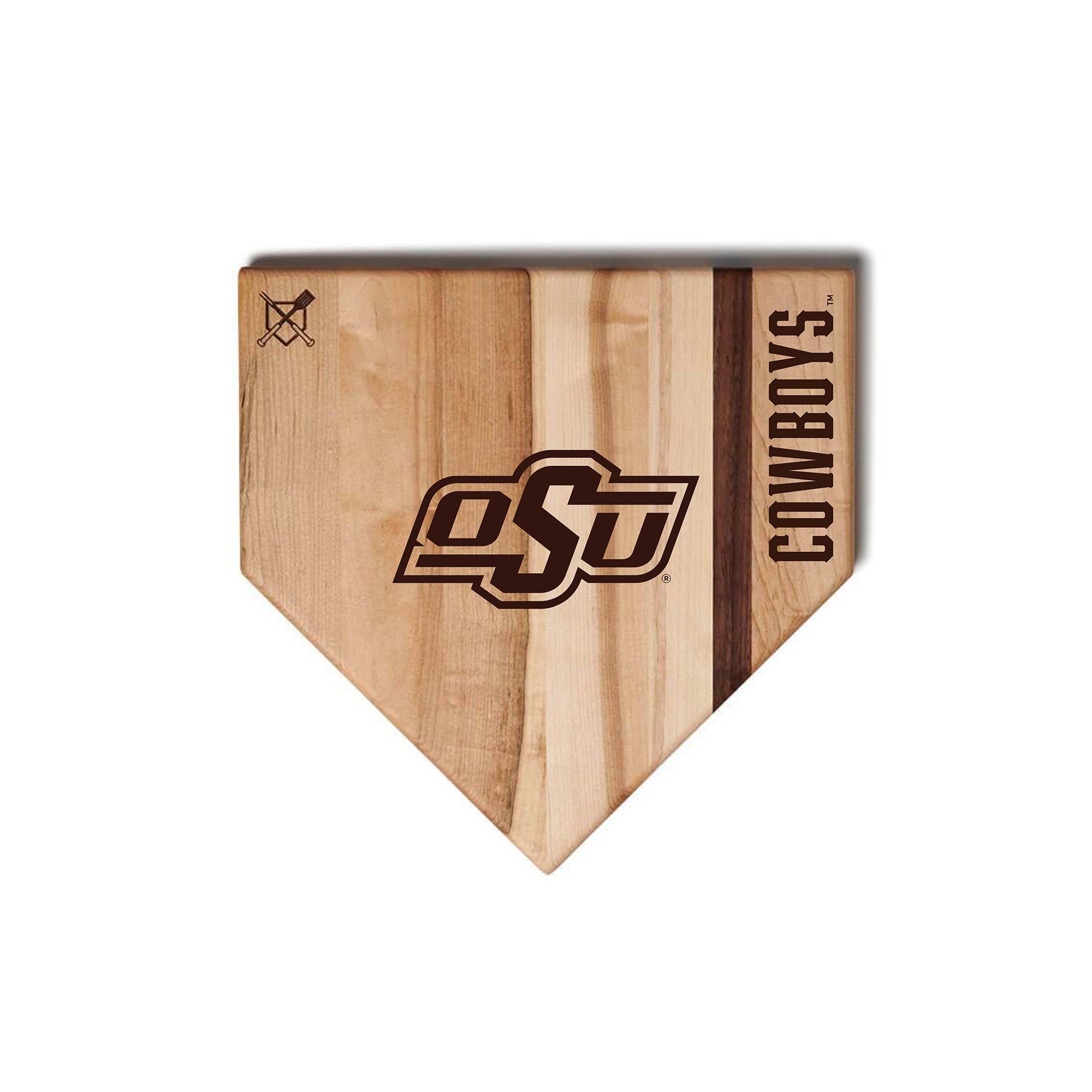 Jardine Oklahoma State Cowboys Baseball BBQ 12" x 12" Home Plate Cutting Board