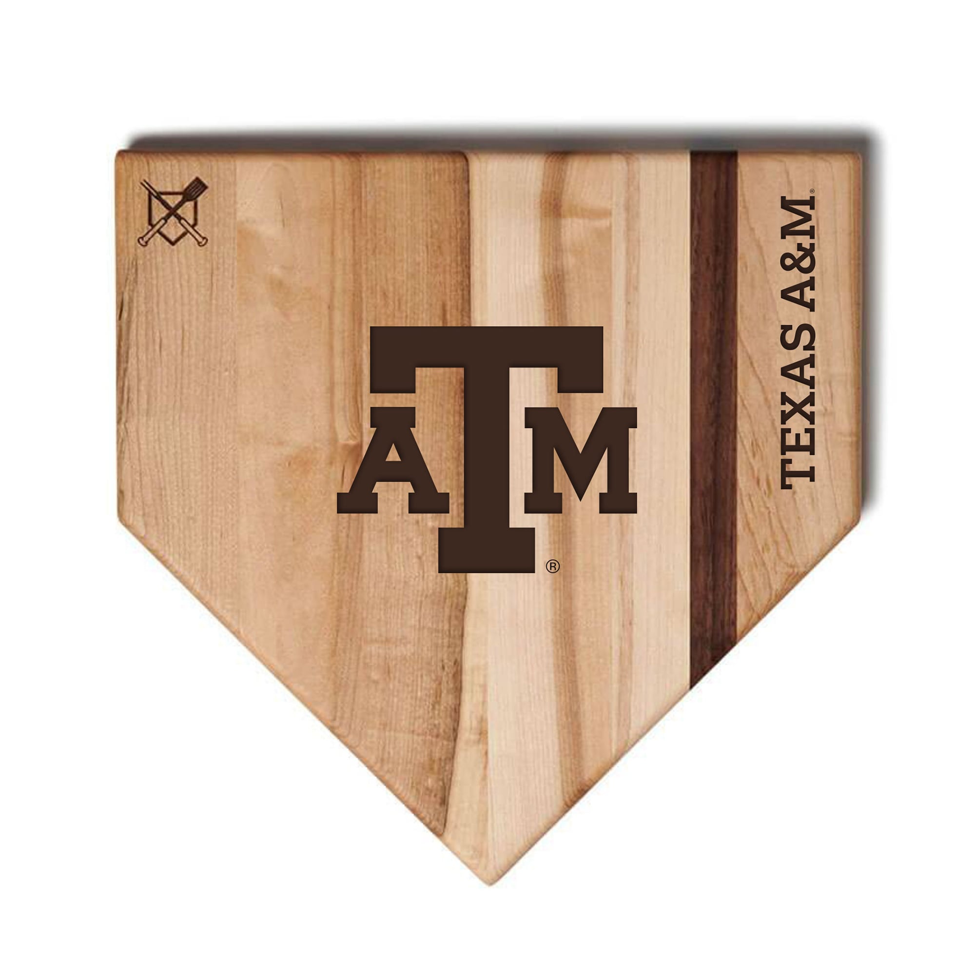 Jardine Texas A&M Aggies Baseball BBQ 12" x 12" Home Plate Cutting Board