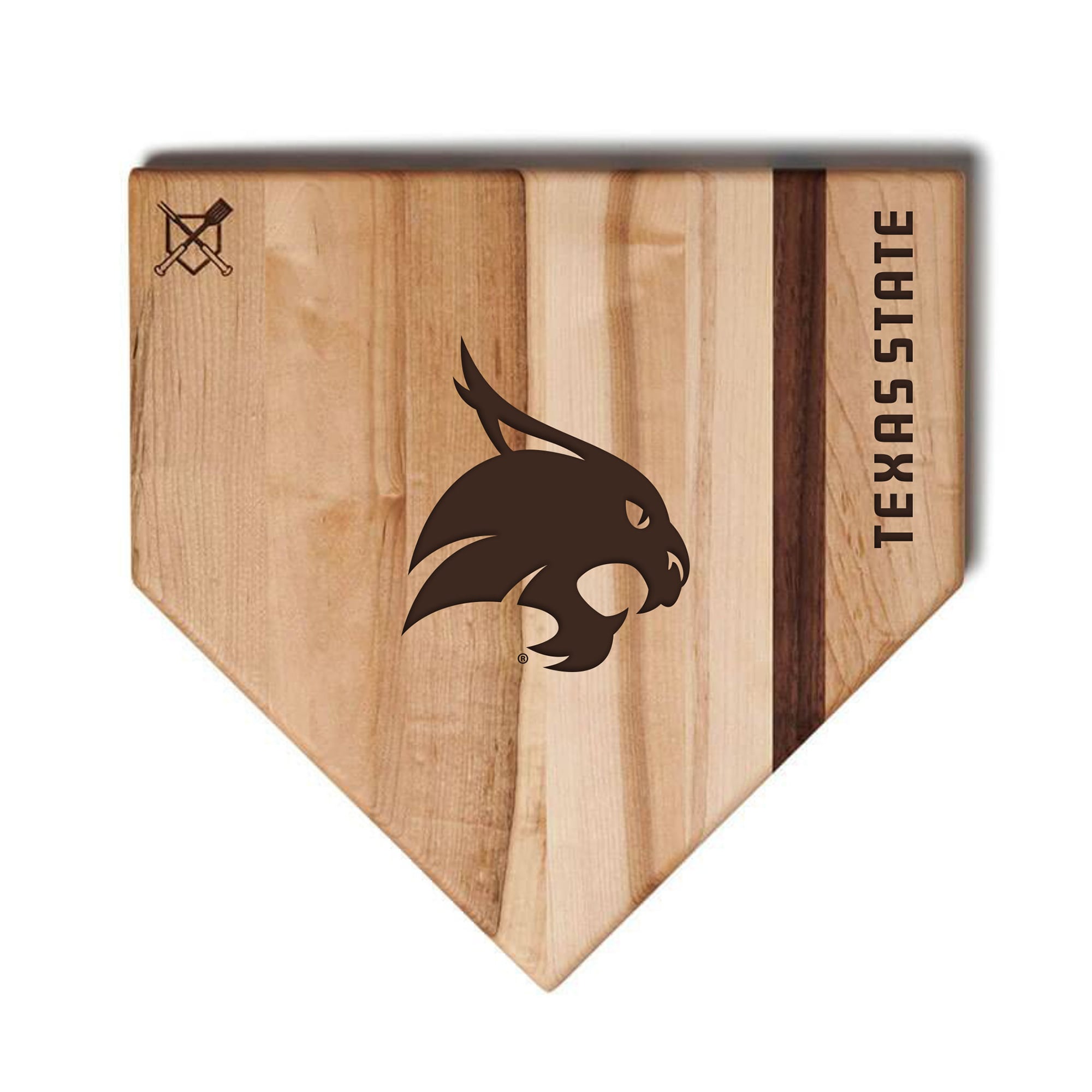 Jardine Texas State Bobcats Baseball BBQ 12" x 12" Home Plate Cutting Board