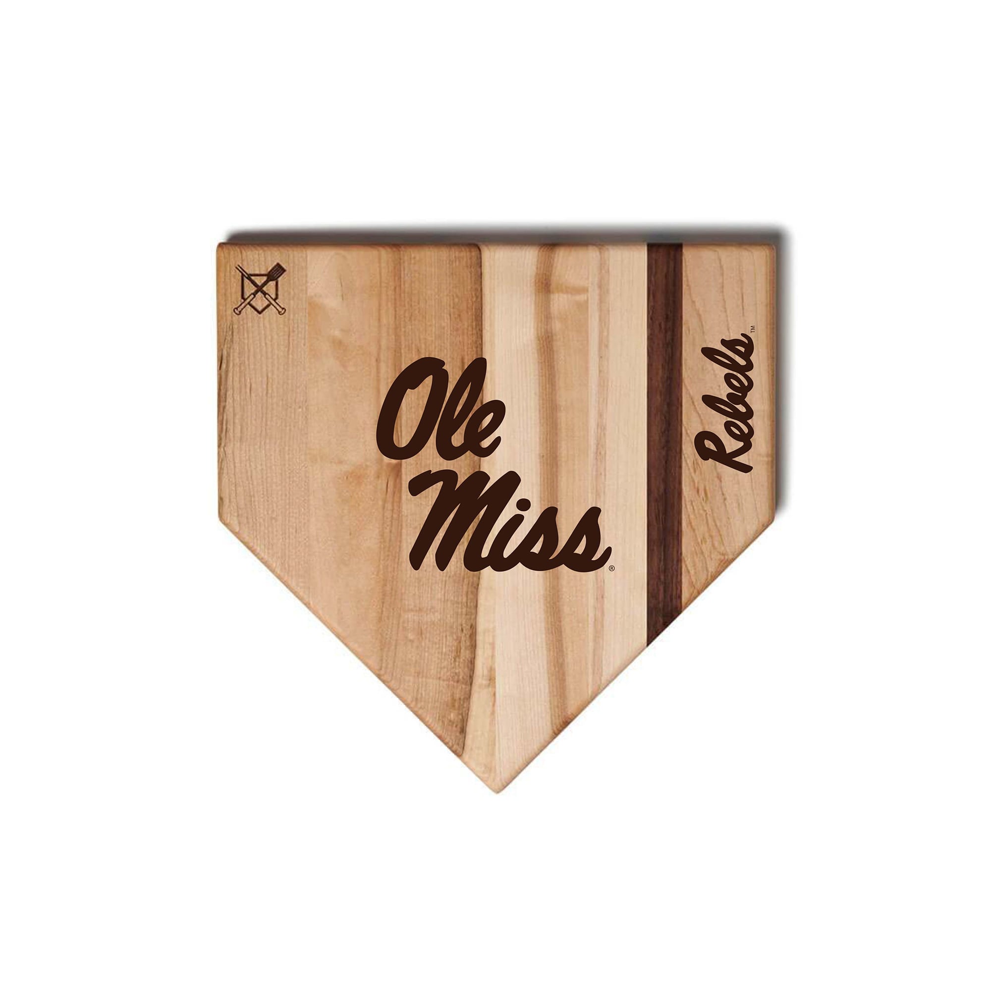 Jardine Ole Miss Rebels Baseball BBQ 12" x 12" Home Plate Cutting Board
