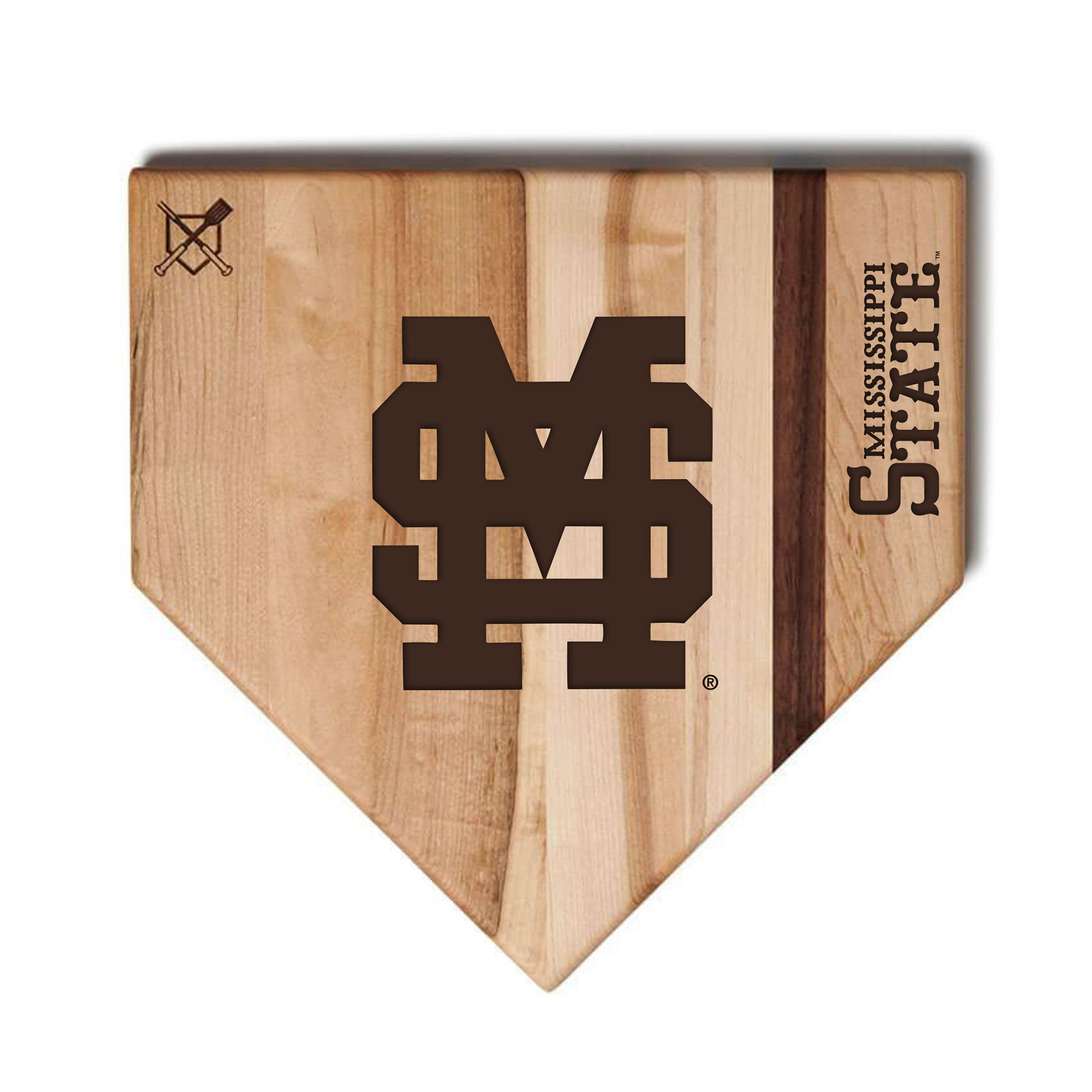 Jardine Mississippi State Bulldogs Baseball BBQ 17'' x 17'' Home Plate Cutting Board