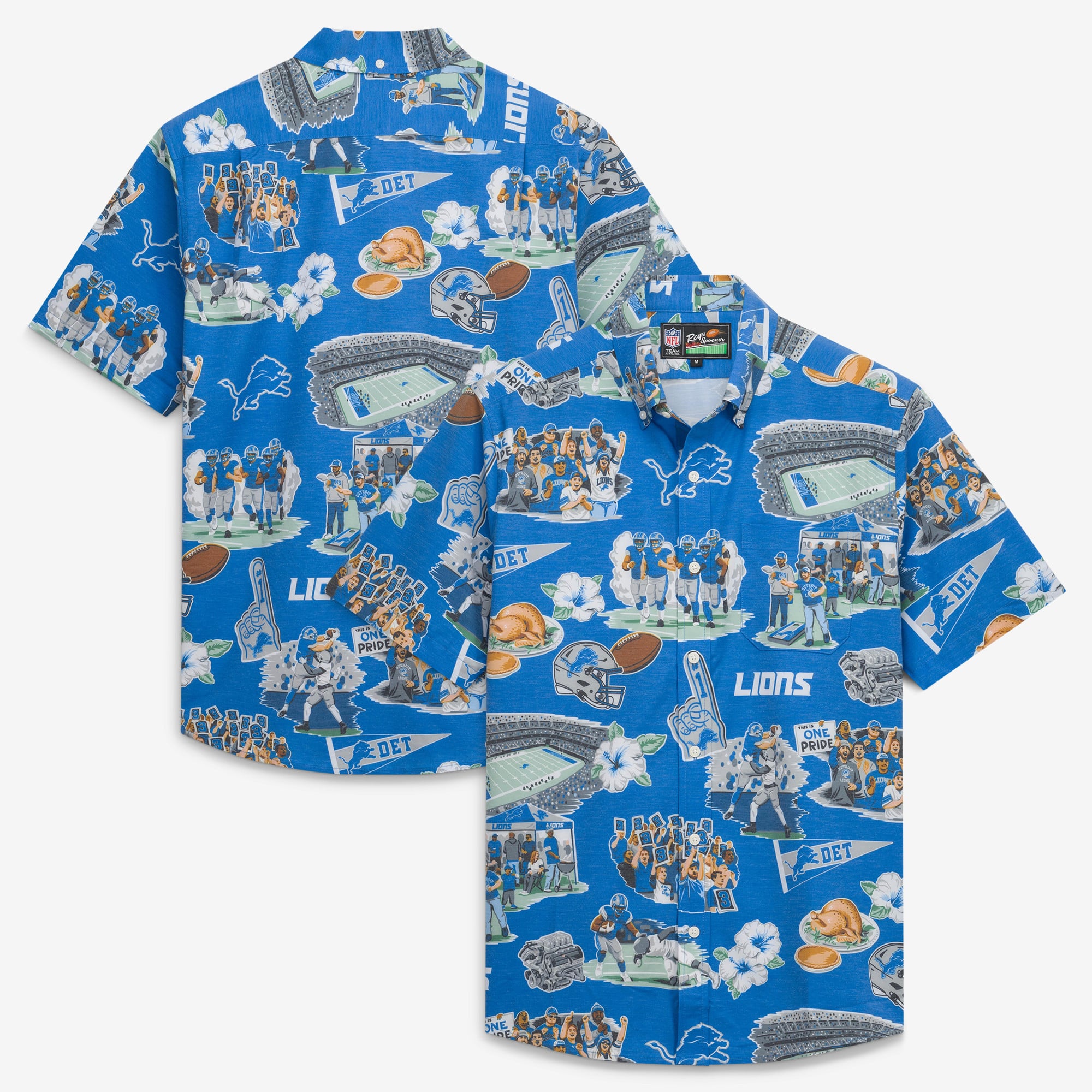 Men's Reyn Spooner Blue Detroit Lions Scenic Button-Down Shirt