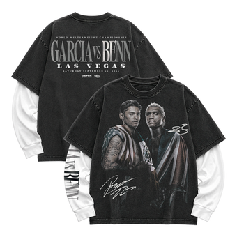 Men's Black Garcia vs. Benn Zuffa Boxing 11 Photo Double-Layer Long Sleeve T-Shirt