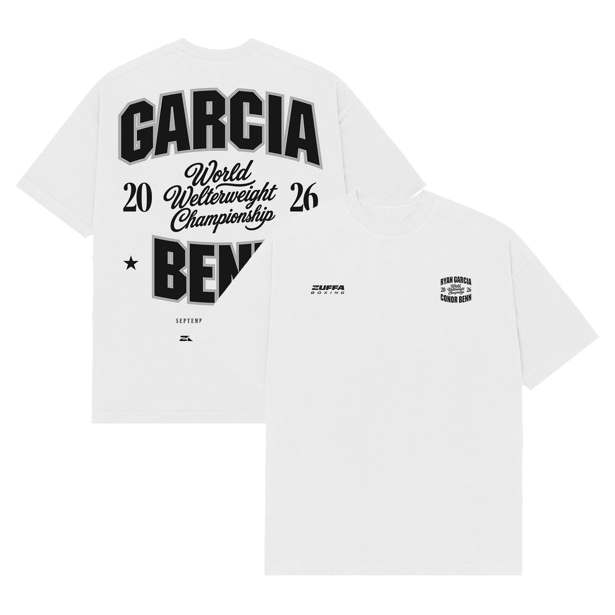 Men's White Garcia vs. Benn Zuffa Boxing 11 Collegiate T-Shirt