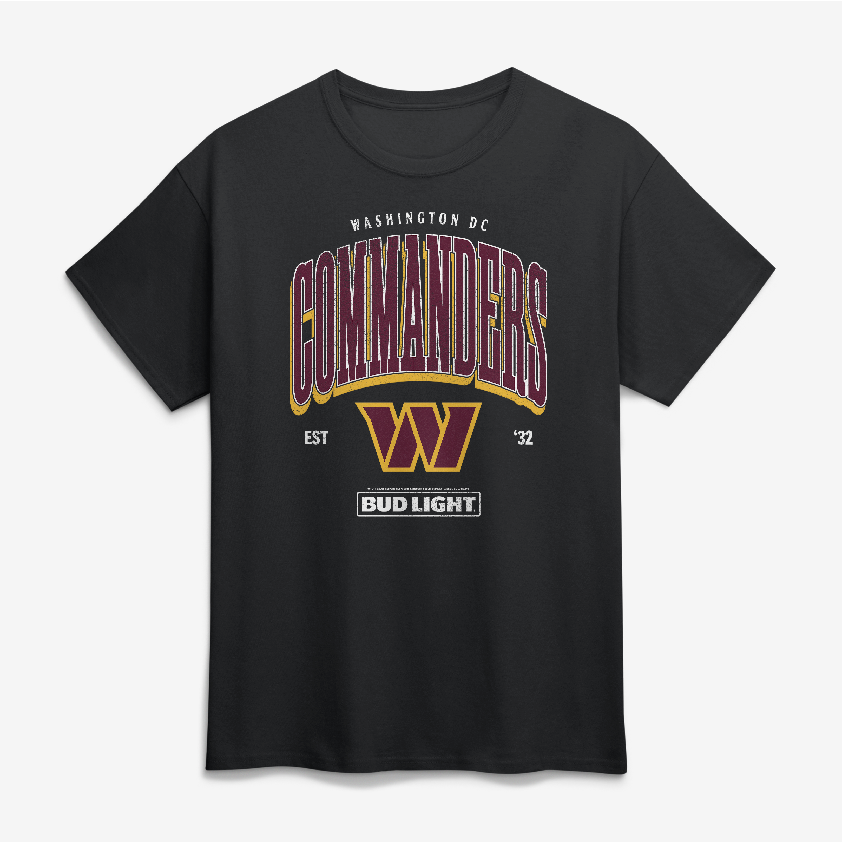 Men's Black Washington Commanders Bud Light T-Shirt