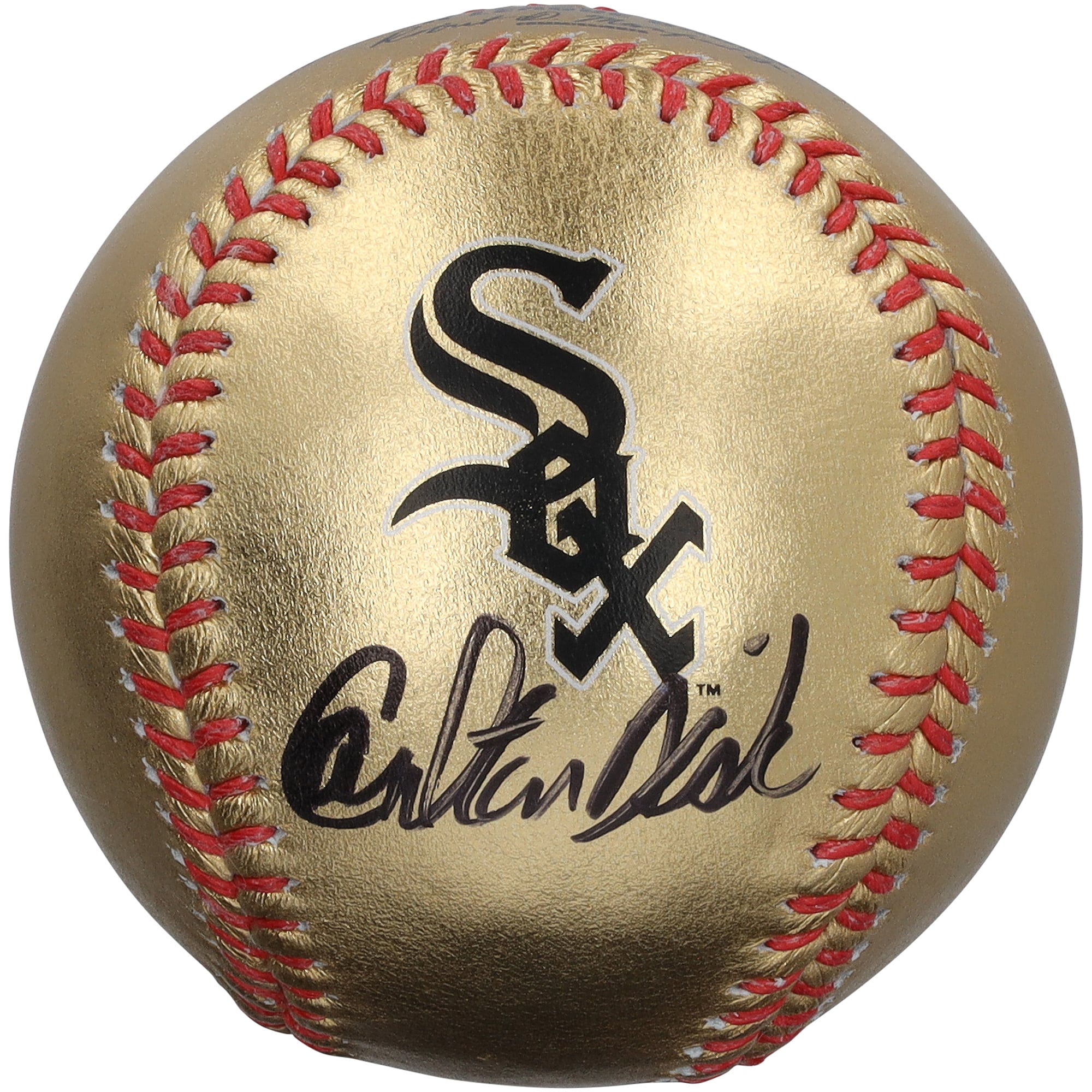 Carlton Fisk Chicago White Sox Autographed Gold Leather Baseball