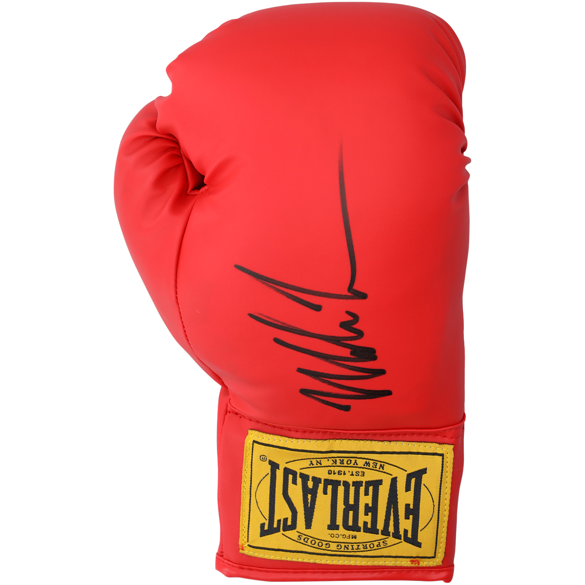 Mike Tyson Autographed Red Everlast Boxing Glove with Yellow Tag