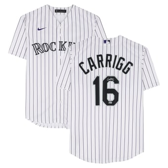Cole Carrigg Colorado Rockies Autographed White Nike Replica Jersey