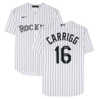 "Cole Carrigg Colorado Rockies Autographed White Nike Replica Jersey with ""MLB Debut 6/9/26"" Inscription"