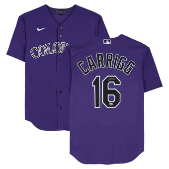 Cole Carrigg Colorado Rockies Autographed Purple Nike Replica Jersey