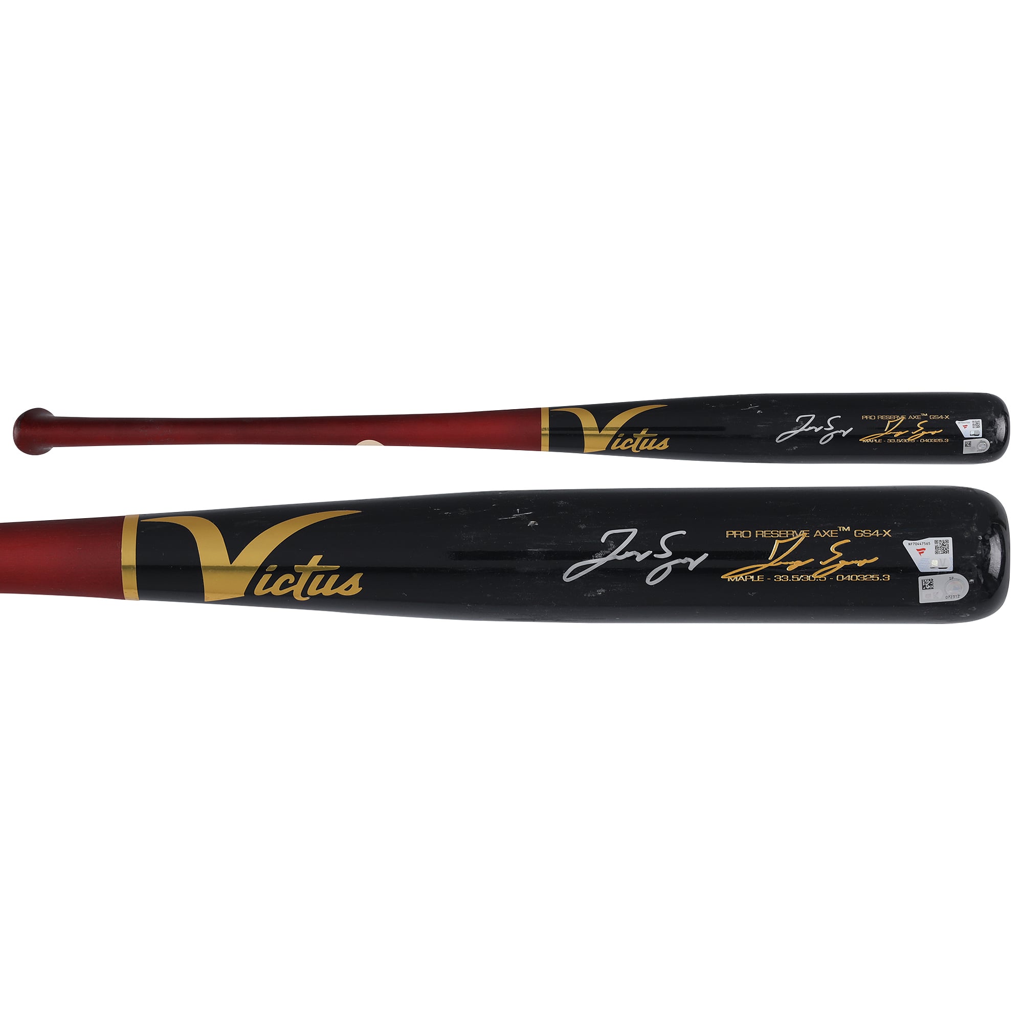 George Springer Toronto Blue Jays Autographed Game-Used Black/Red Victus Bat from the 2025 MLB Season - NF70447565