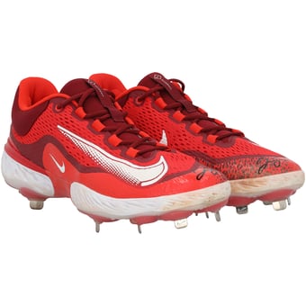 George Springer Toronto Blue Jays Autographed Game-Used Red Nike Cleats from the 2025 MLB Season - NF70447585-86