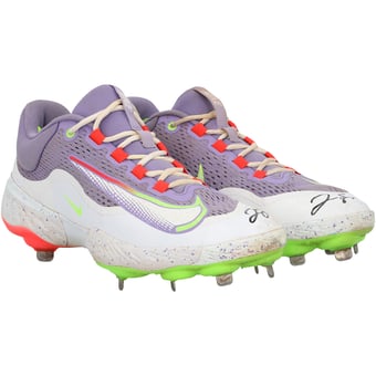 George Springer Toronto Blue Jays Autographed Game-Used Purple Nike Cleats from the 2025 MLB Season - NF70447577-78
