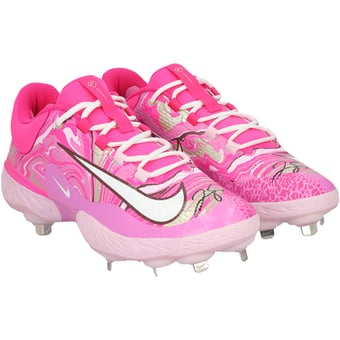 George Springer Toronto Blue Jays Autographed Player-Issued Pink Nike Cleats from the 2025 MLB Season