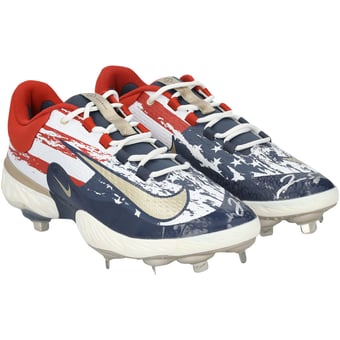 George Springer Toronto Blue Jays Autographed Player-Issued Blue/Red Nike Cleats from the 2025 MLB Season