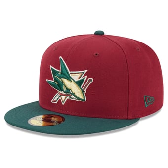 Men's New Era Crimson/Dark Green San Jose Sharks Evergreen 59FIFTY Fitted Hat