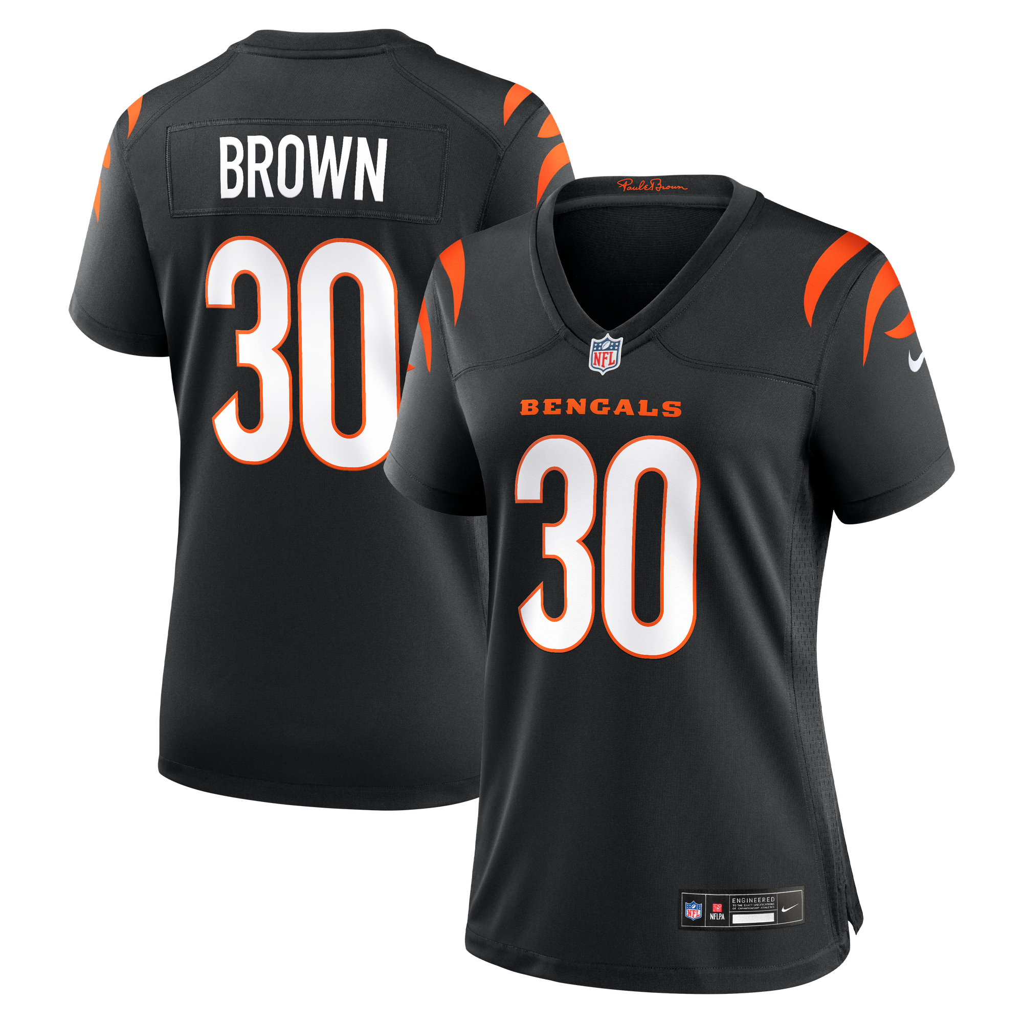 Cincinnati Bengals Nike Game Trikot – Schwarz – Chase Brown – Damen: retailer-supplied image