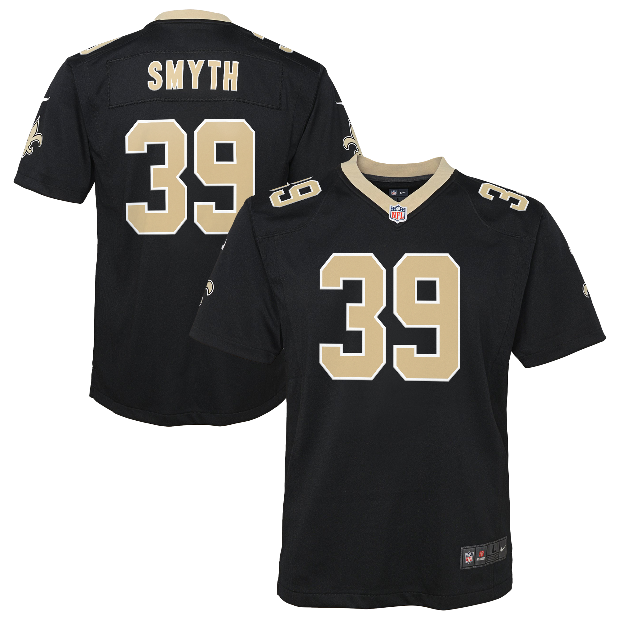 Camiseta Nike Game de la 1ª equipación del New Orleans Saints - Negro - Charlie Smyth - Jóvenes