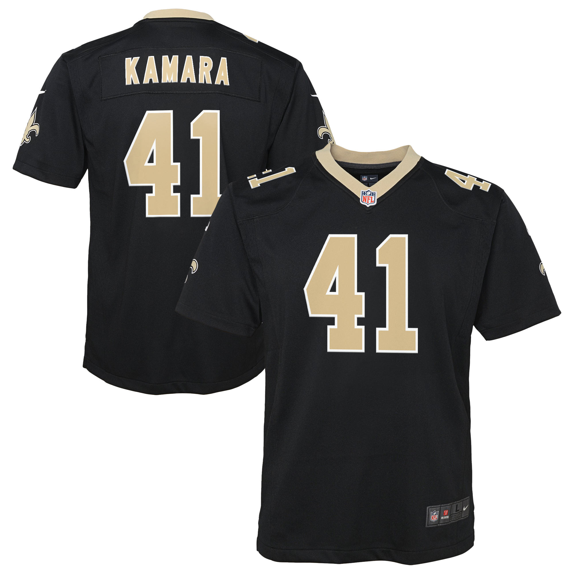 Camiseta Nike Game de la 1ª equipación del New Orleans Saints - Negro - Alvin Kamara - Jóvenes