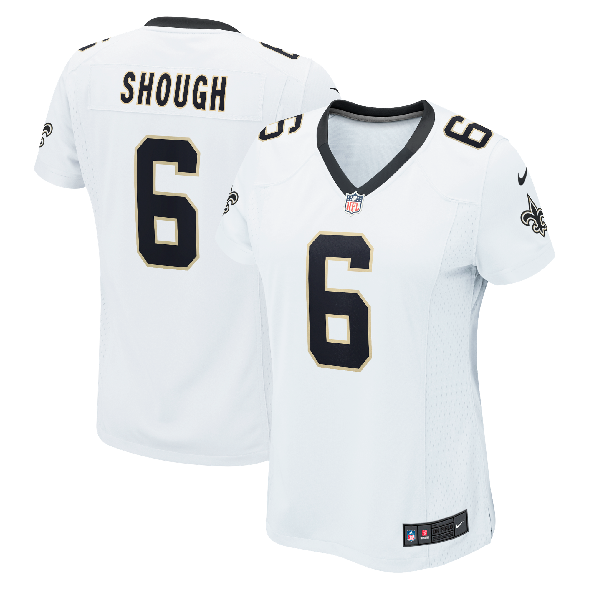 Camiseta Nike Game de la 2ª equipación del New Orleans Saints - Blanco - Tyler Shough - Mujer