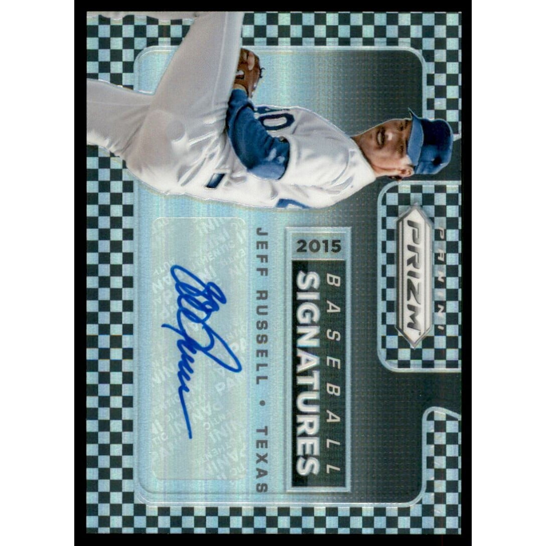 2015 Panini Prizm Baseball Signature Prizms Black and White Checker #7 Jeff Russell/149. rookie card picture