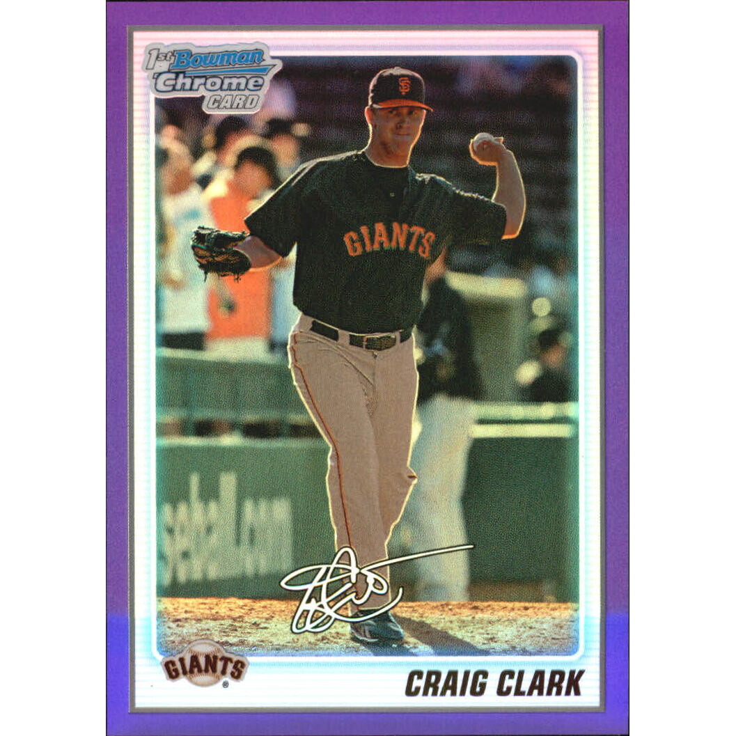 2010 Bowman Chrome Prospects Purple Refractors #BCP111 Craig Clark. rookie card picture