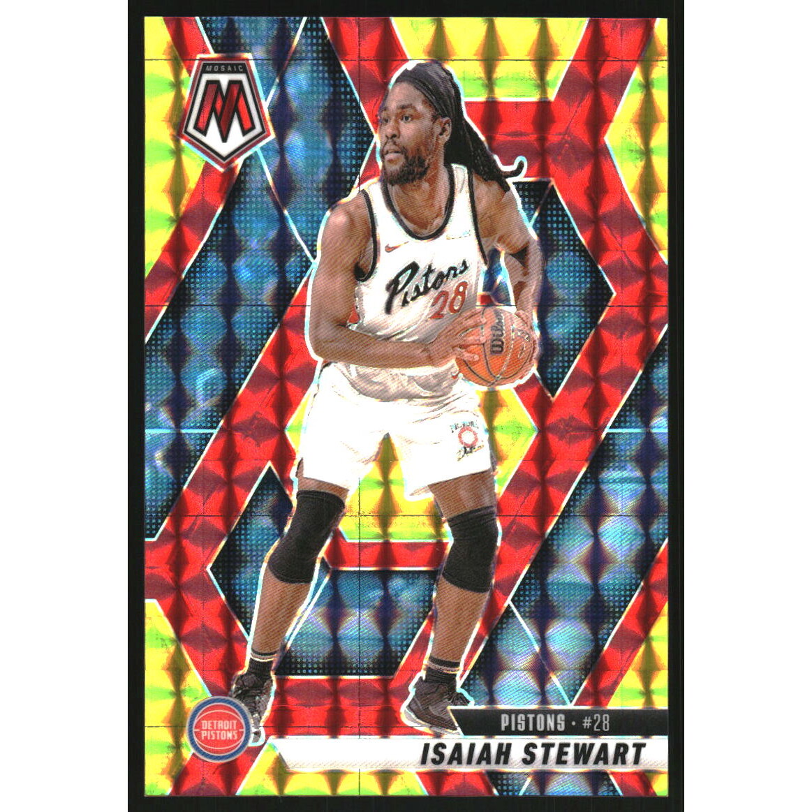 2024-25 Panini Mosaic Mosaic Choice Fusion Red and Yellow #93 Isaiah Stewart