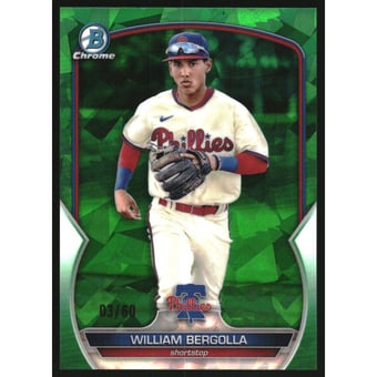 2023 Bowman Chrome Sapphire Prospects Green Refractors #BCP67 William Bergolla