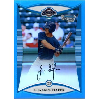 2008 Bowman Chrome Draft Prospects Blue Refractors #BDPP37 Logan Schafer DP