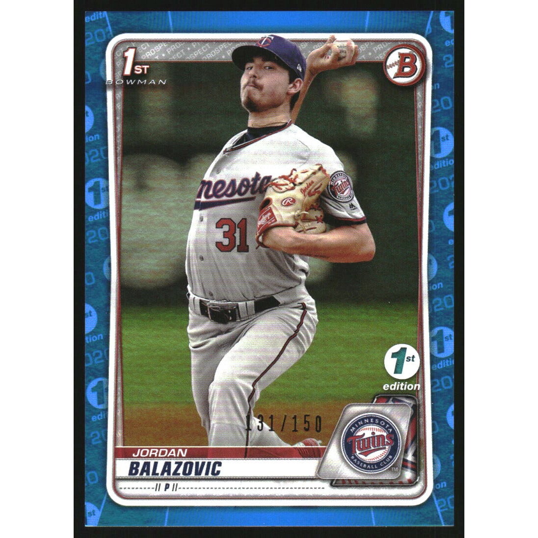 2020 Bowman 1st Edition Blue Foil #BFE123 Jordan Balazovic. rookie card picture