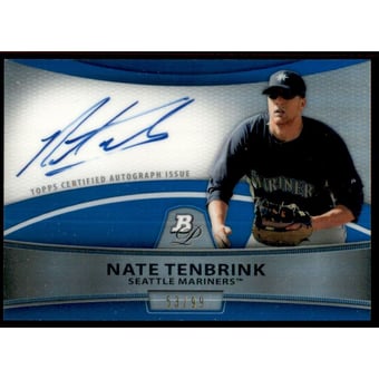 2010 Bowman Platinum Prospect Autographs Blue Refractors #NT Nate Tenbrink