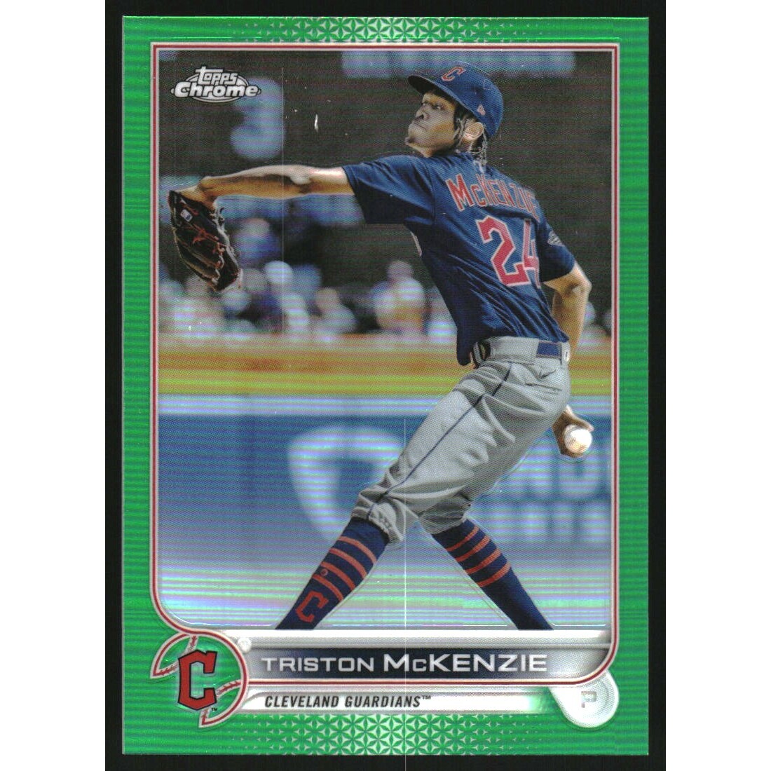 2022 Topps Chrome Green Refractors #142 Triston McKenzie. rookie card picture