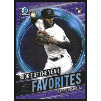 2021 Bowman Chrome Mega Box Rookie of the Year Favorites Purple Refractors #RRYJCH Jazz Chisholm