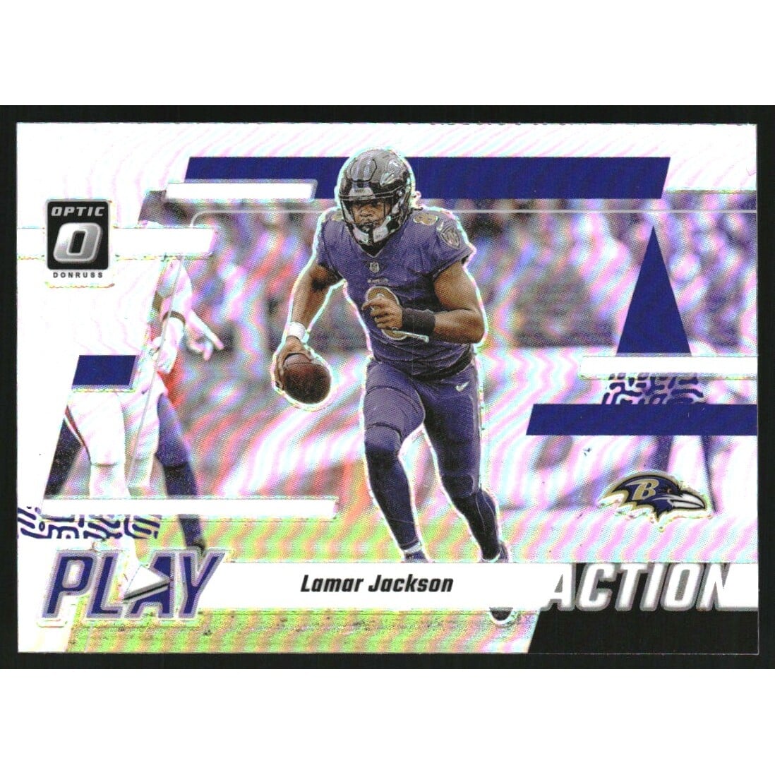 2023 Donruss Optic Play Action #5 Lamar Jackson. rookie card picture