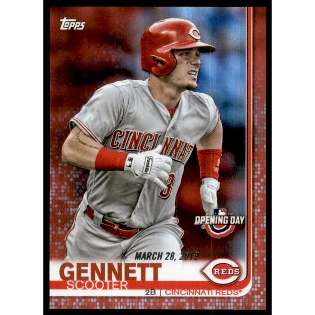 2019 Topps Opening Day Red Foil #6 Scooter Gennett. rookie card picture
