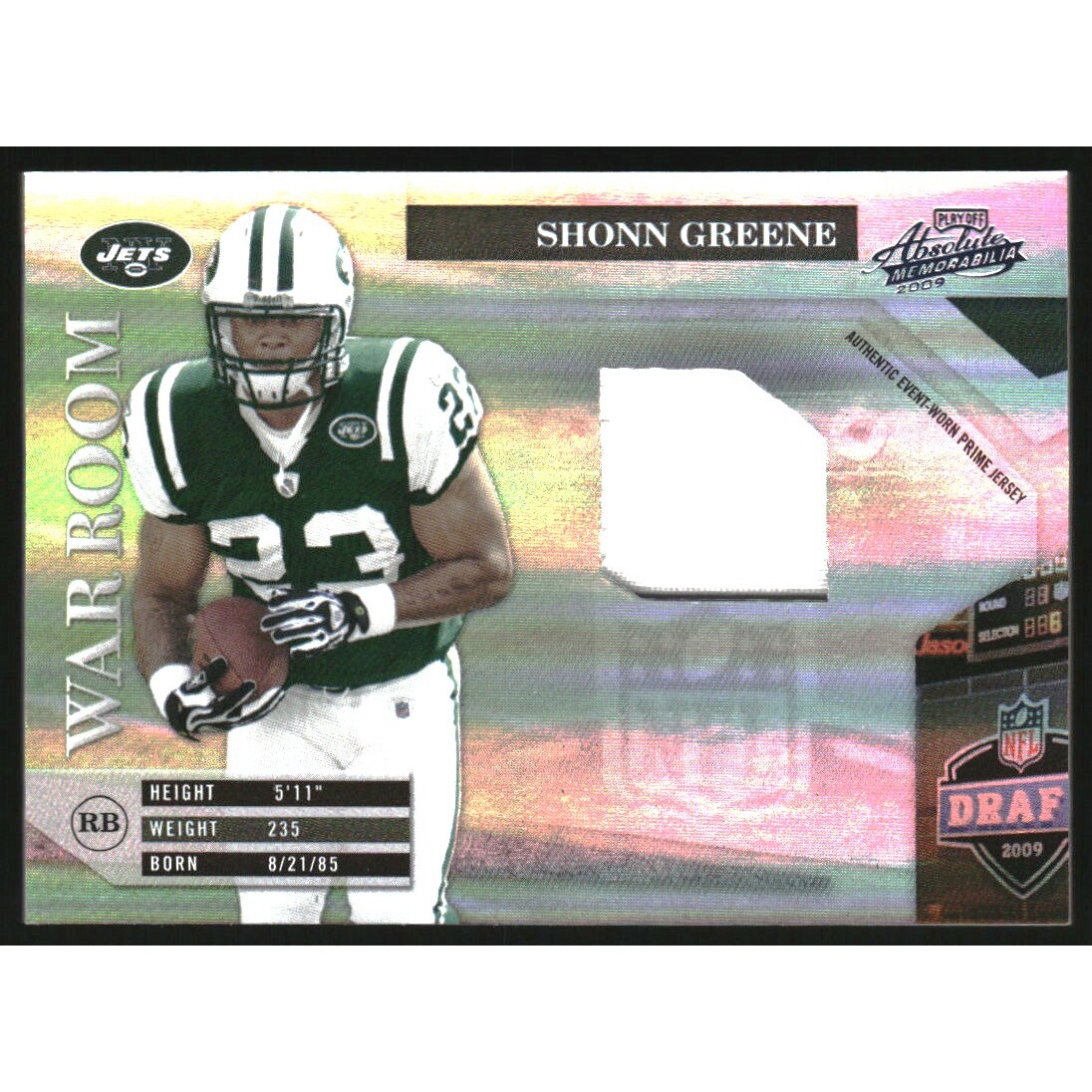 2009 Absolute Memorabilia War Room Materials Prime #3 Shonn Greene