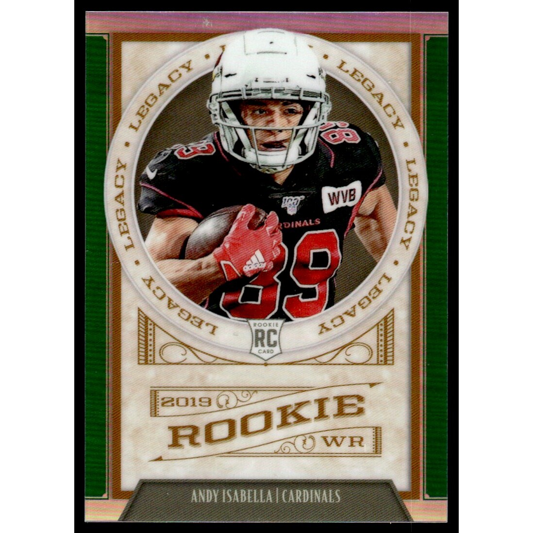 2019 Panini Legacy Green #222 Andy Isabella/(inserted in 2019 Panini Chronicles). rookie card picture