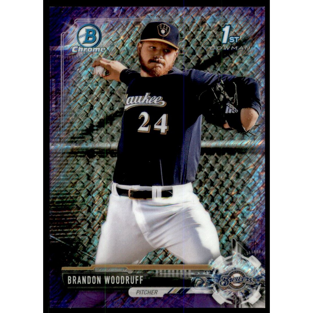 2017 Bowman Chrome Prospects Purple Shimmer Refractors #BCP169 Brandon Woodruff
