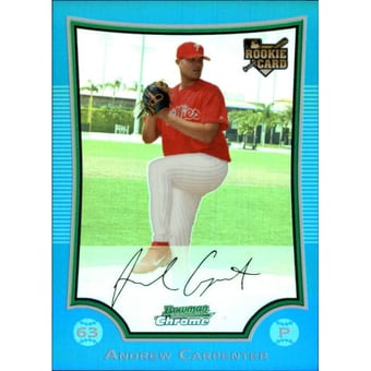 2009 Bowman Chrome Blue Refractors #195 Andrew Carpenter