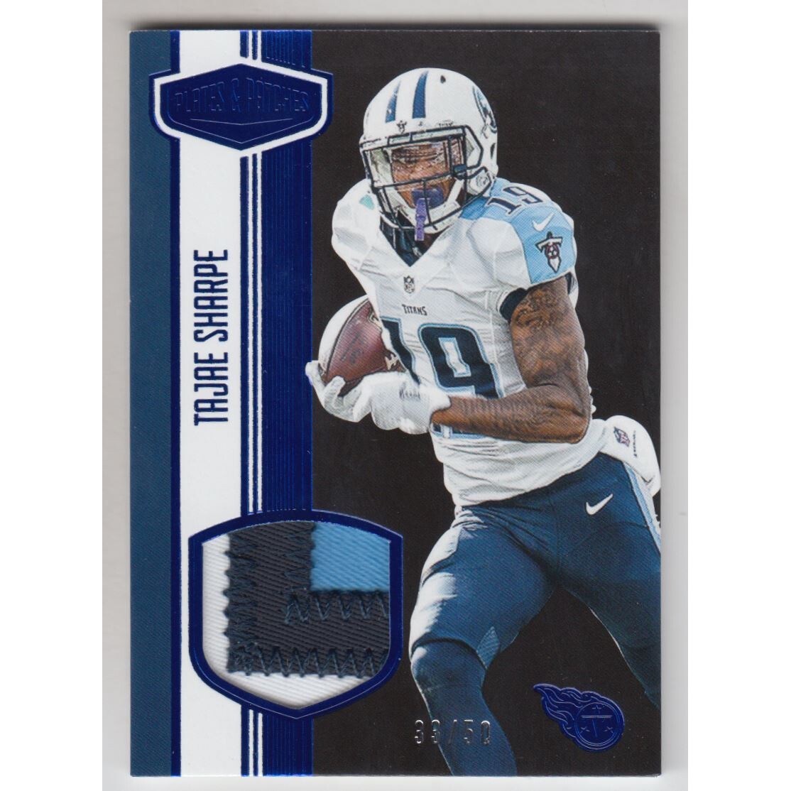 2016 Panini Plates and Patches Rookie Patches Blue #35 Tajae Sharpe