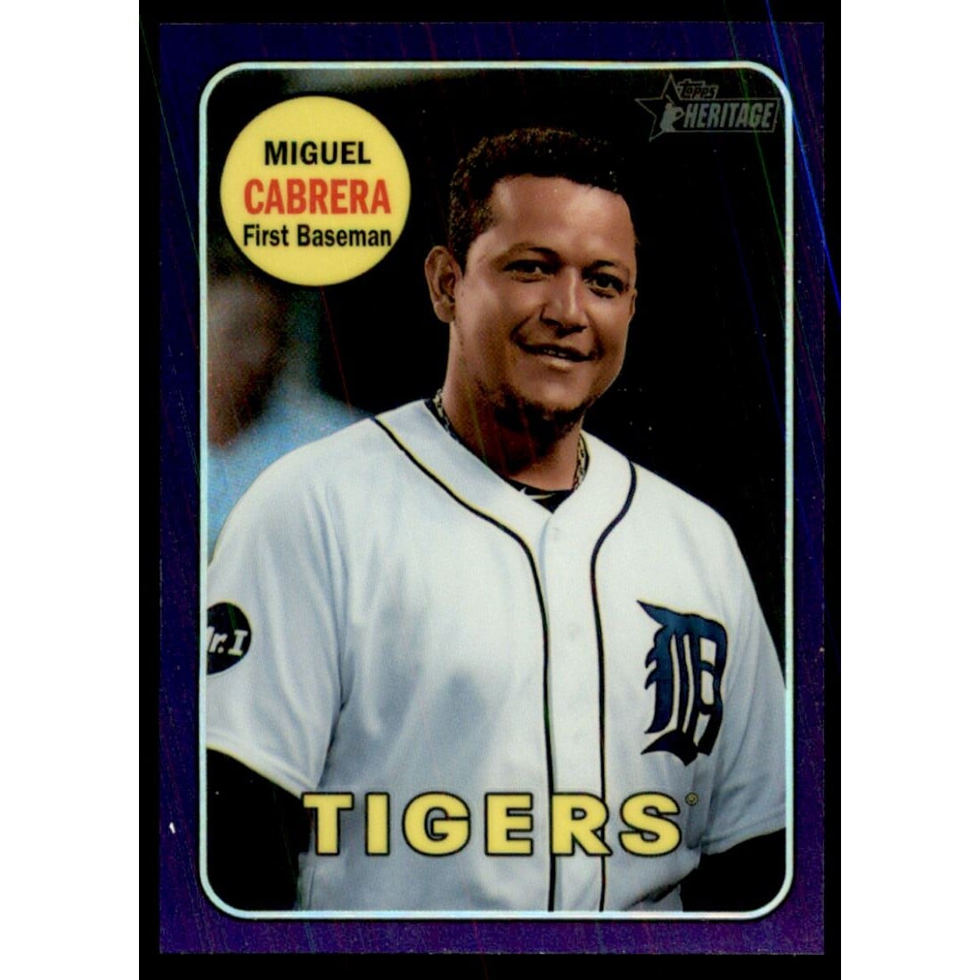 2018 Topps Heritage Chrome Purple Refractors #THC40 Miguel Cabrera. rookie card picture