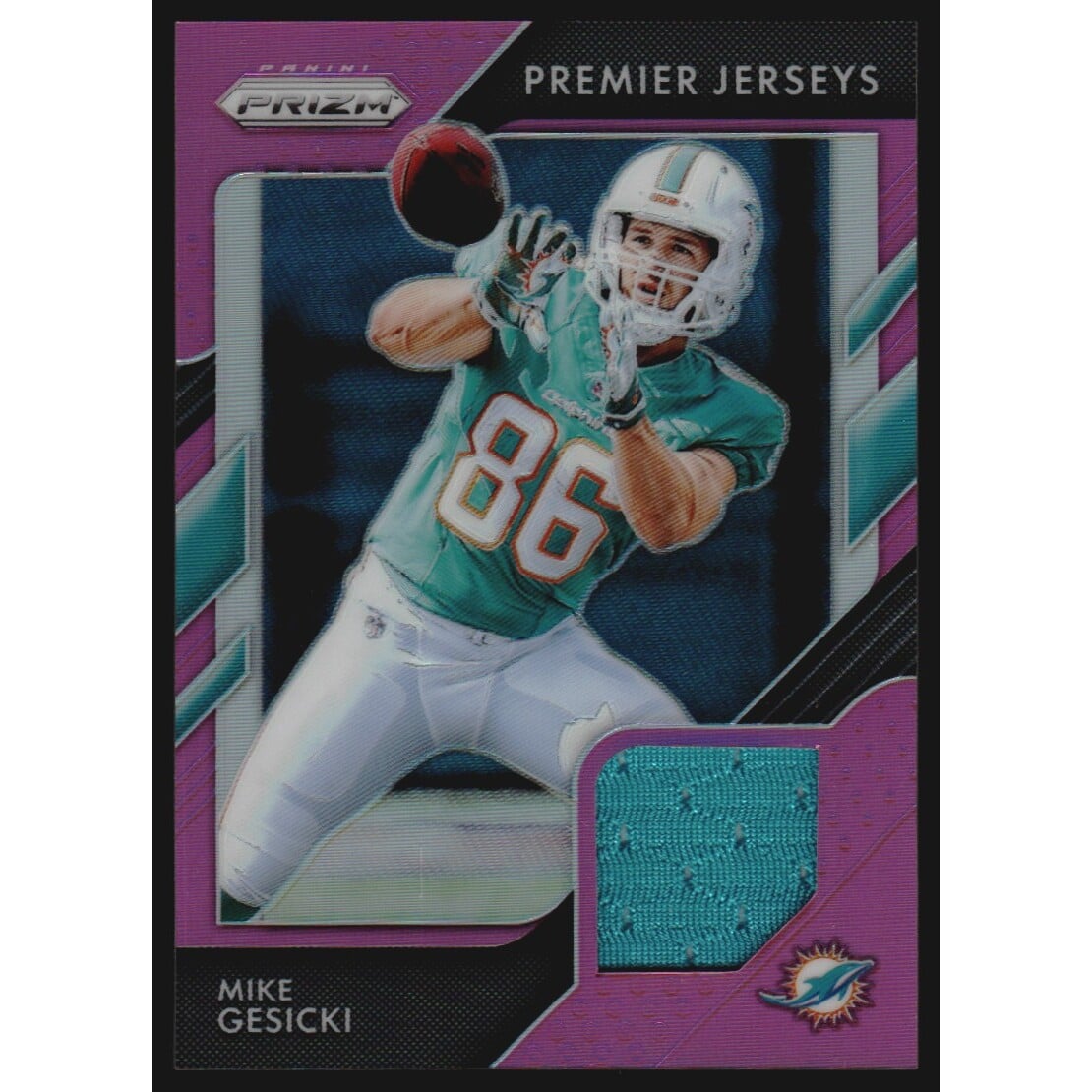 2018 Panini Prizm Prizm Premier Jerseys Pink #16 Mike Gesicki. rookie card picture