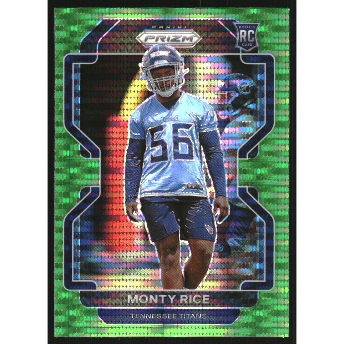 2021 Panini Prizm Prizms Neon Green Pulsar #420 Monty Rice. rookie card picture