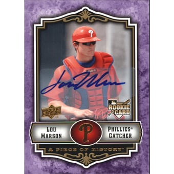2009 UD A Piece of History Rookie Autographs Violet #124 Lou Marson