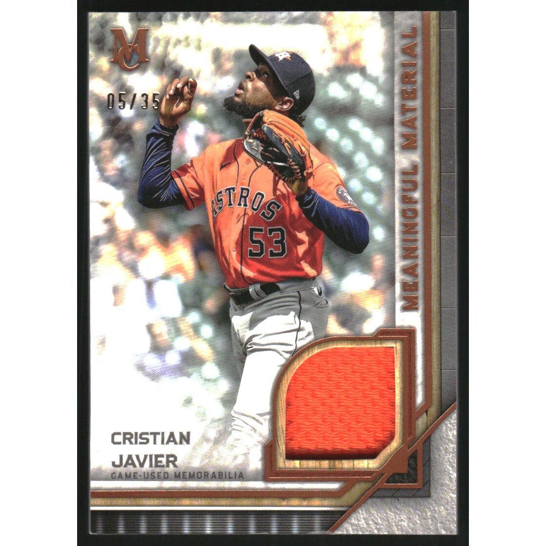 2023 Topps Museum Collection Meaningful Material Relics Copper #MMRCJA Cristian Javier. rookie card picture