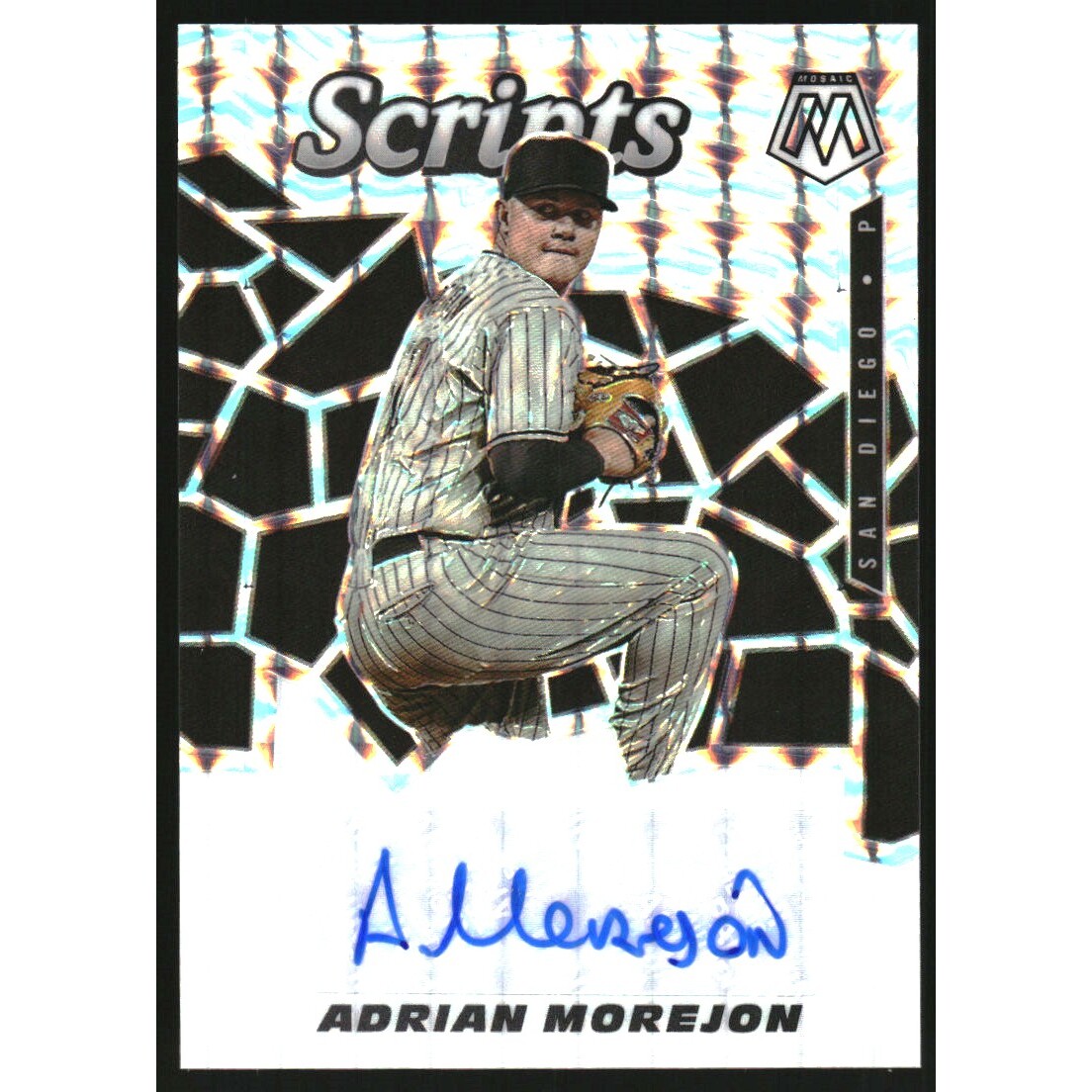 2021 Panini Mosaic Scripts #99 Adrian Morejon. rookie card picture