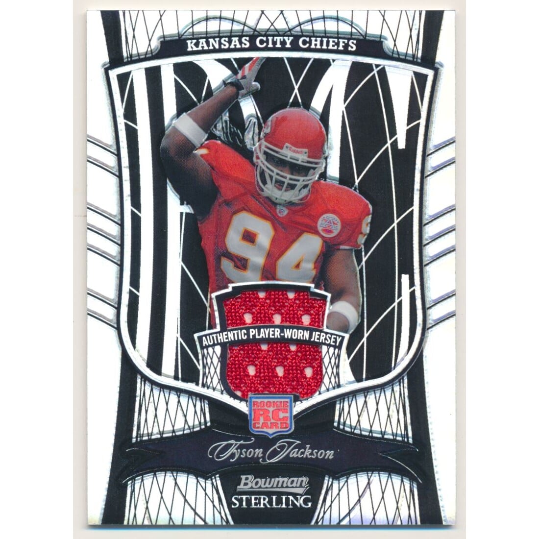 2009 Bowman Sterling Black Refractors #159 Tyson Jackson JSY. rookie card picture