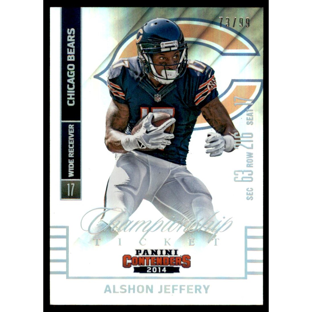 2014 Panini Contenders Championship Ticket #6 Alshon Jeffery 2014 Panini Contenders Championship Ticket #6 Alshon Jeffery