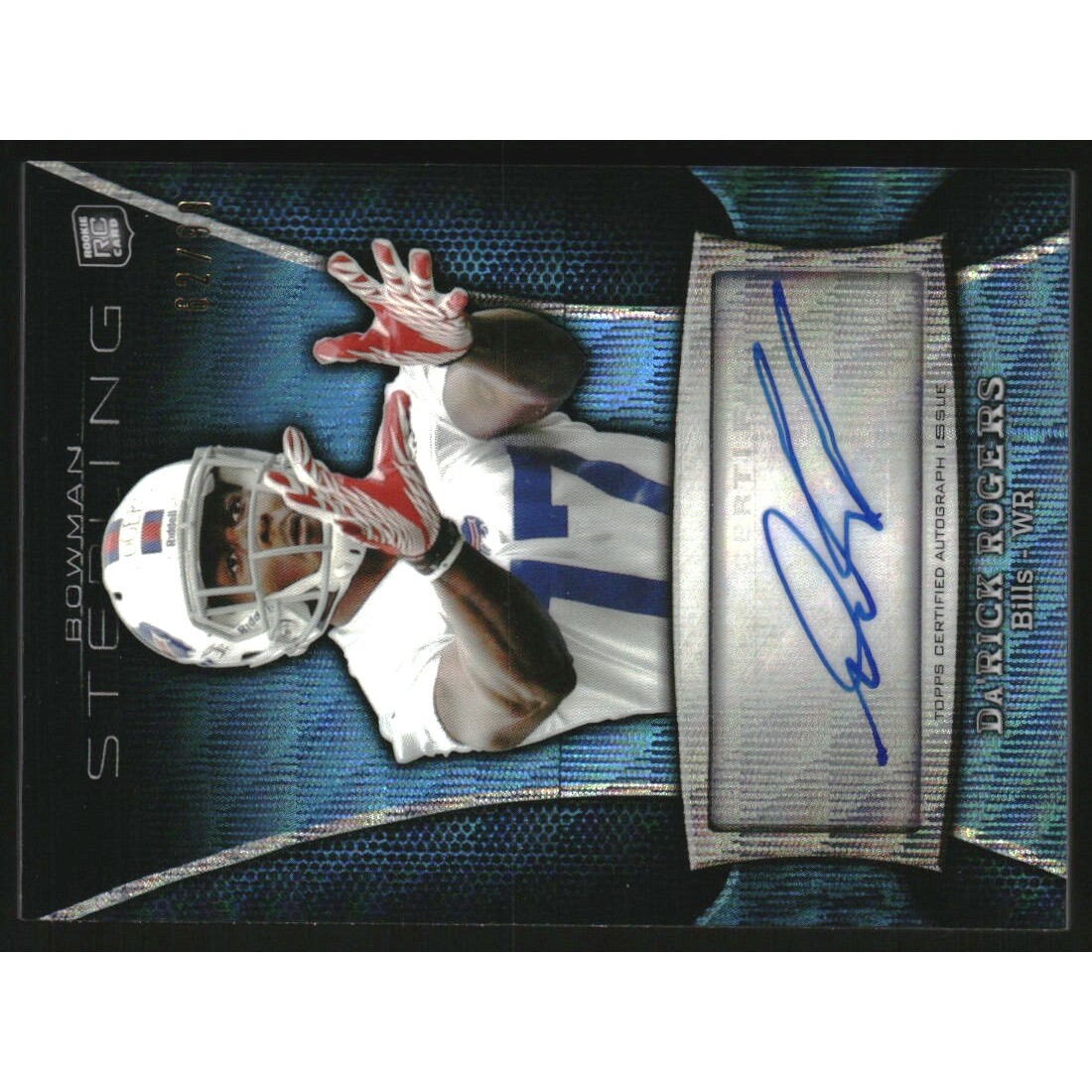 2013 Bowman Sterling Autographs Blue Wave Refractors #BSADRO Da'Rick Rogers. rookie card picture