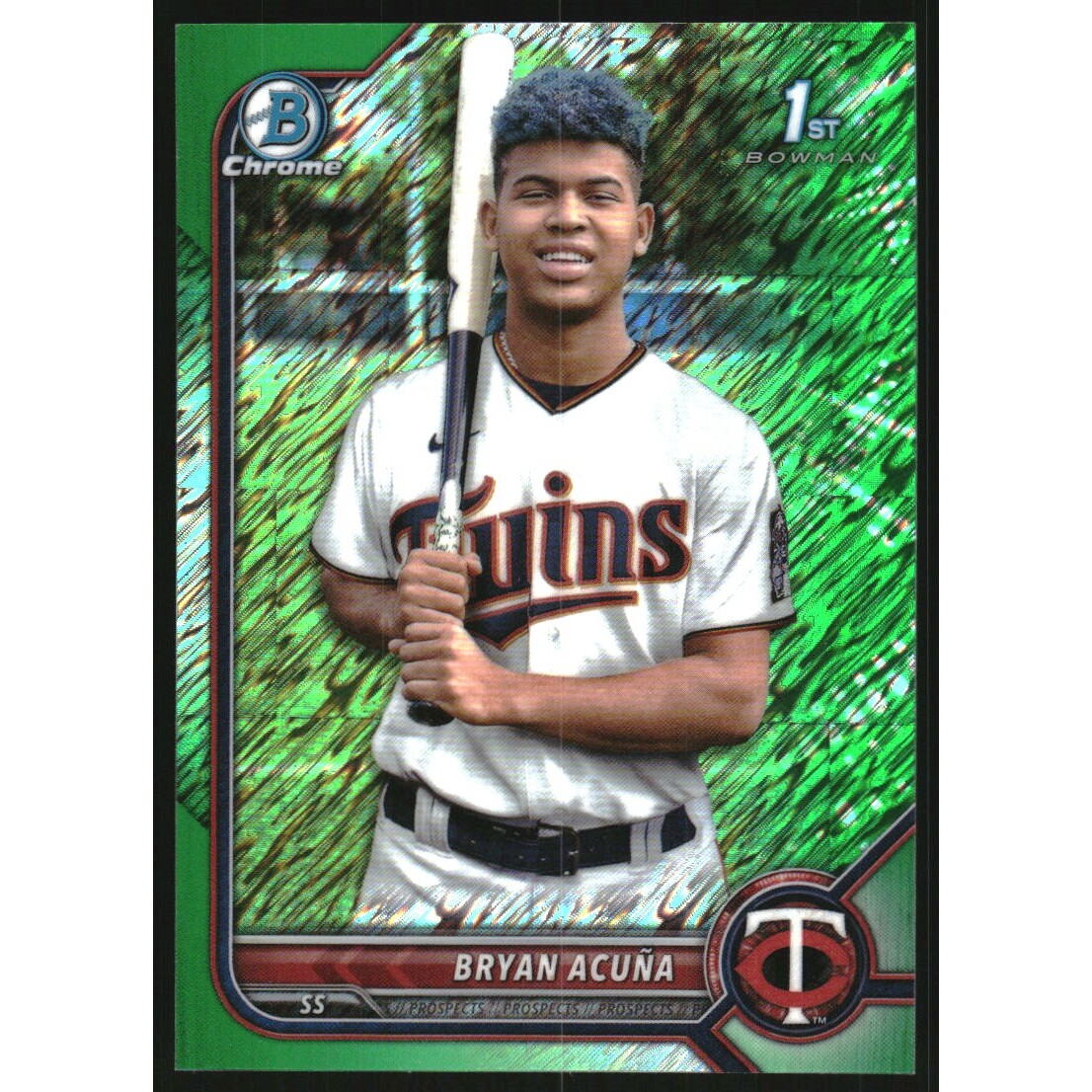 2022 Bowman Chrome Prospects Green Shimmer Refractors #BCP151 Bryan Acuna